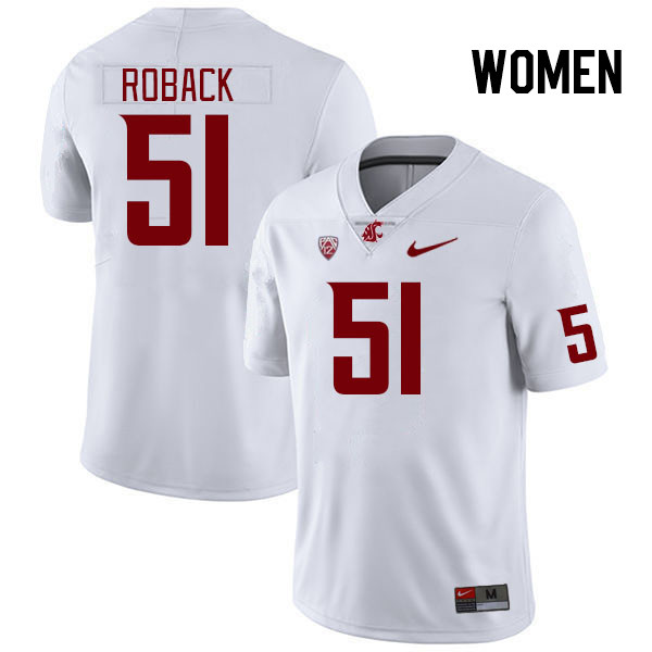 Women #51 Joseph Roback Washington State Cougars College Football Jerseys Stitched Sale-White - Click Image to Close